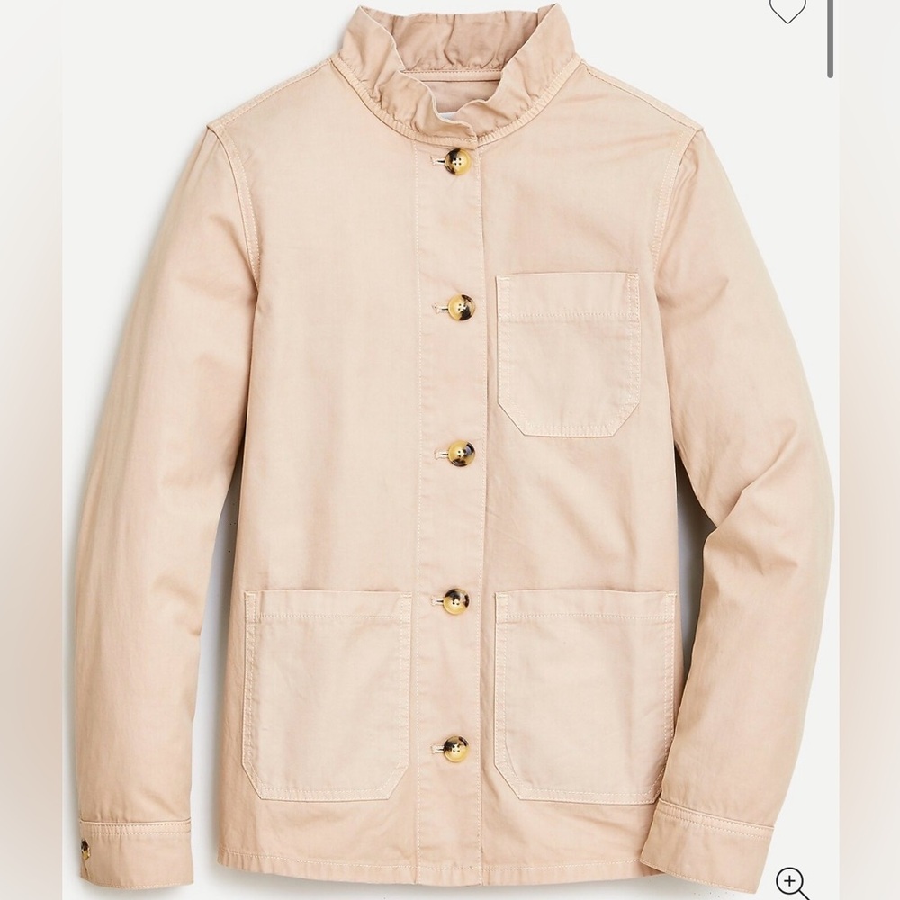 J Crew Ruffled Chino Chore Jacket Tan Size Medium